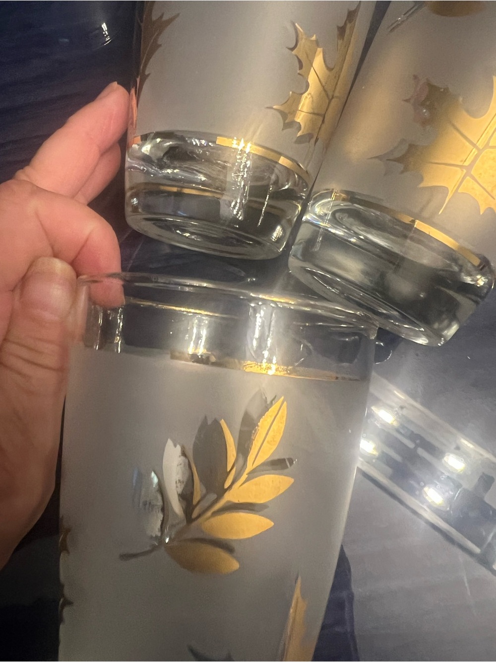 6 Vintage Golden Foliage Tumblers By Libby-10 oz - Picture 6 of 8